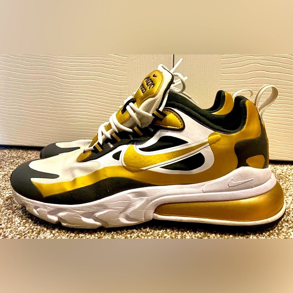 Nike Mens Air Max 270 React CW7298-100 White Gold Mens Size 8 Womens 10